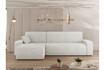 Barile Sovesofa med Chaiselong 3-personers i Plys - Hvid - Møbler - Sofaer - Sovesofaer