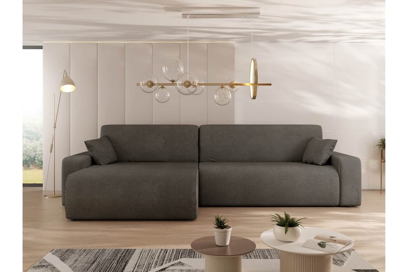 Barile Sovesofa med Chaiselong 3-personers i Plys - Grå - Møbler - Sofaer - Sovesofaer