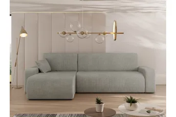 Barile Sovesofa med Chaiselong 3-personers i Plys - Grå - Møbler - Sofaer - Sovesofaer