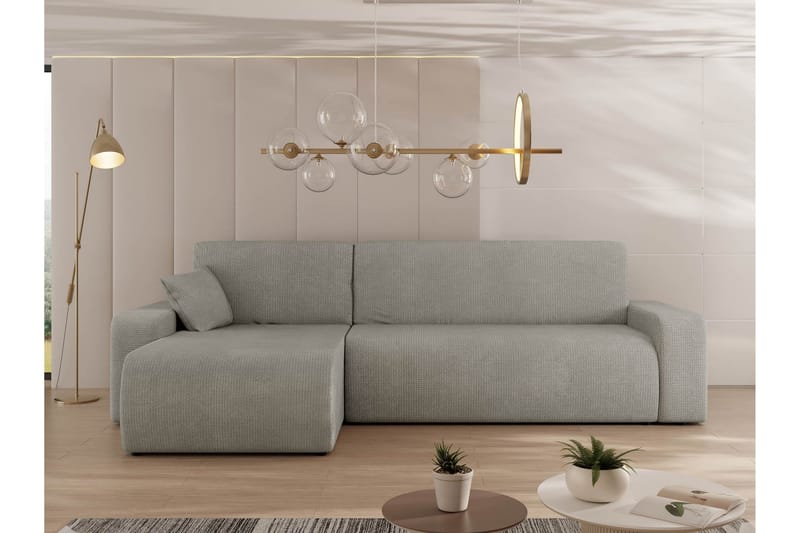 Barile Sovesofa med Chaiselong 3-personers i Plys - Grå - Møbler - Sofaer - Sovesofaer