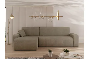 Barile Sovesofa med Chaiselong 3-personers i Plys - Brun - Møbler - Sofaer - Sovesofaer