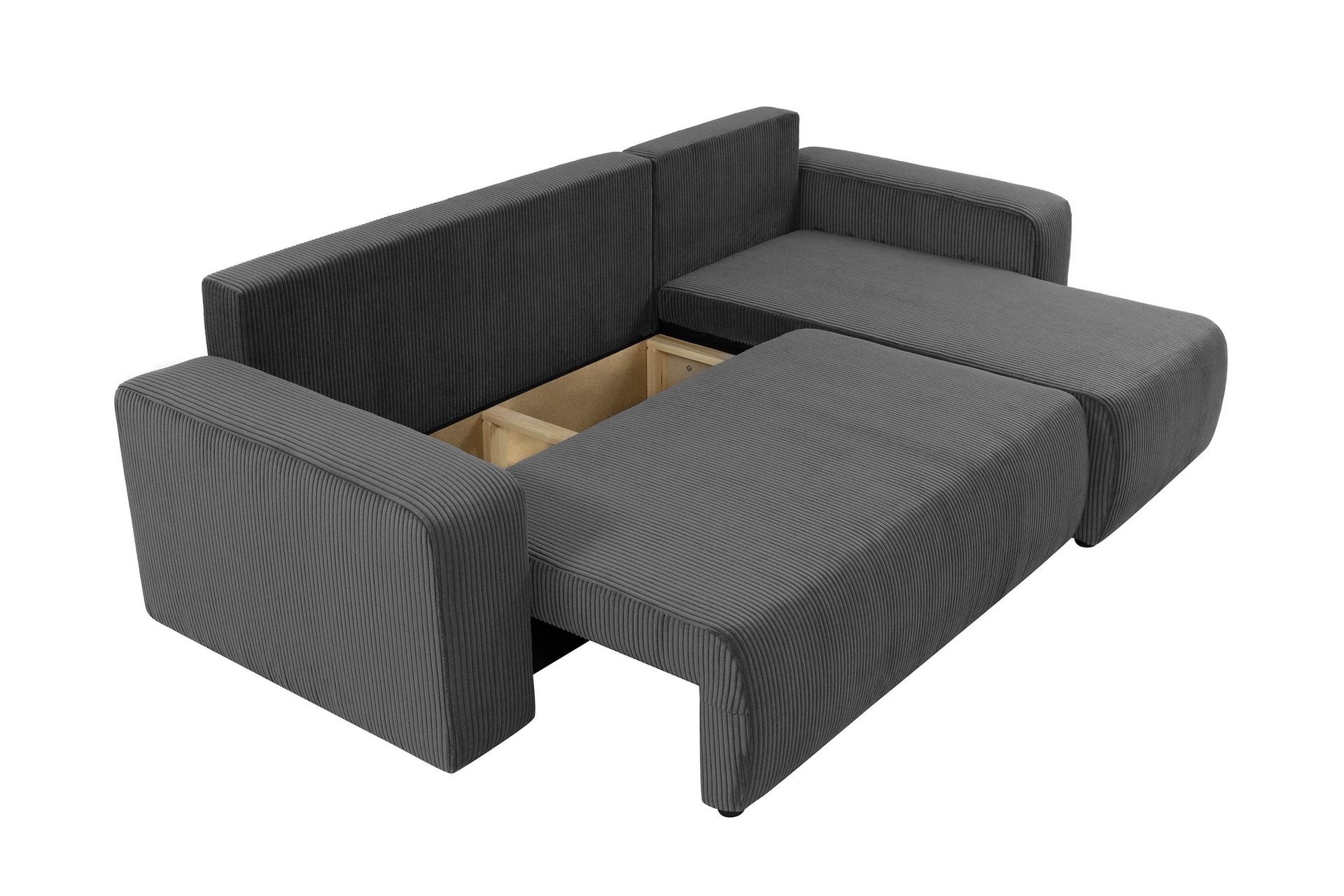 Barile Sovesofa med Chaiselong 3-personers i Plys - Grå - Møbler - Sofaer - Sovesofaer