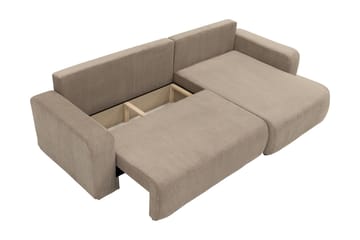 Barile Sovesofa med Chaiselong 3-personers i Plys - Brun - Møbler - Sofaer - Sovesofaer