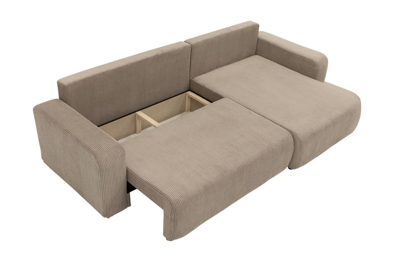 Barile Sovesofa med Chaiselong 3-personers i Plys - Beige - Møbler - Sofaer - Sovesofaer