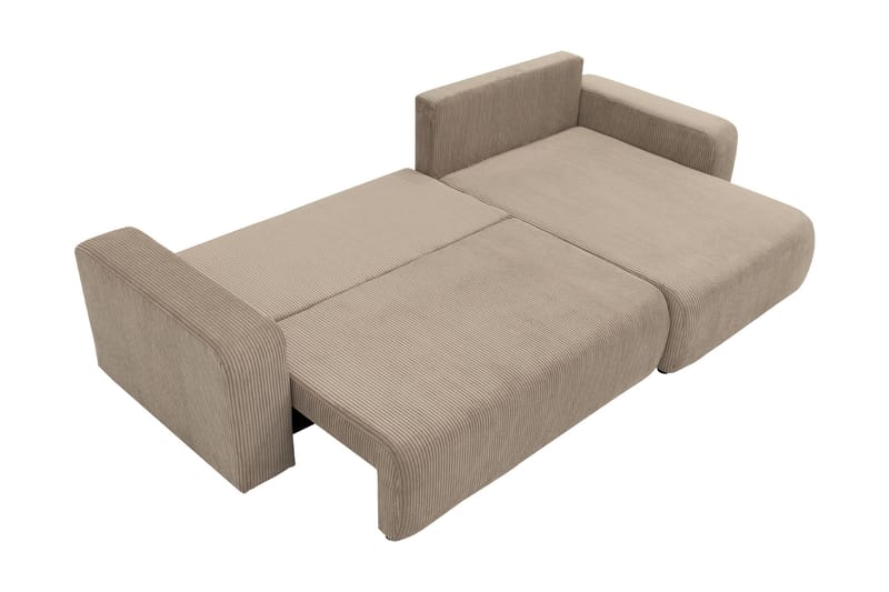 Barile Sovesofa med Chaiselong 3-personers i Plys - Beige - Møbler - Sofaer - Sovesofaer