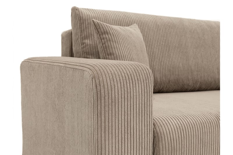Barile Sovesofa med Chaiselong 3-personers i Plys - Beige - Møbler - Sofaer - Sovesofaer