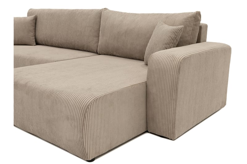 Barile Sovesofa med Chaiselong 3-personers i Plys - Beige - Møbler - Sofaer - Sovesofaer