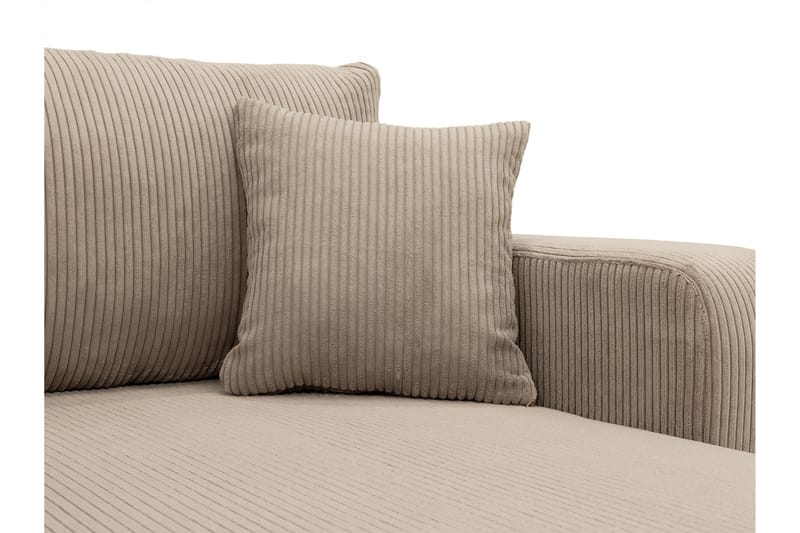 Barile Sovesofa med Chaiselong 3-personers i Plys - Beige - Møbler - Sofaer - Sovesofaer