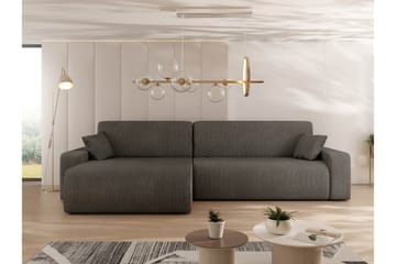 Barile Sovesofa med Chaiselong 3-personers i Plys - Grå - Møbler - Sofaer - Sovesofaer