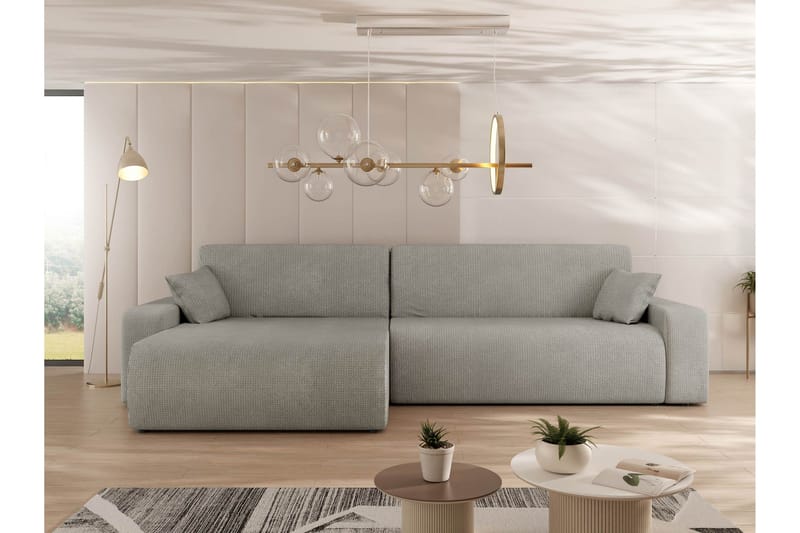 Barile Sovesofa med Chaiselong 3-personers i Plys - Grå - Møbler - Sofaer - Sovesofaer