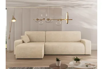 Barile Sovesofa med Chaiselong 3-personers i Plys - Beige - Møbler - Sofaer - Sovesofaer