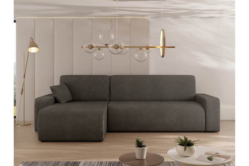 Barile Sovesofa med Chaiselong 3-personers i Plys - Grå - Møbler - Sofaer - Sovesofaer
