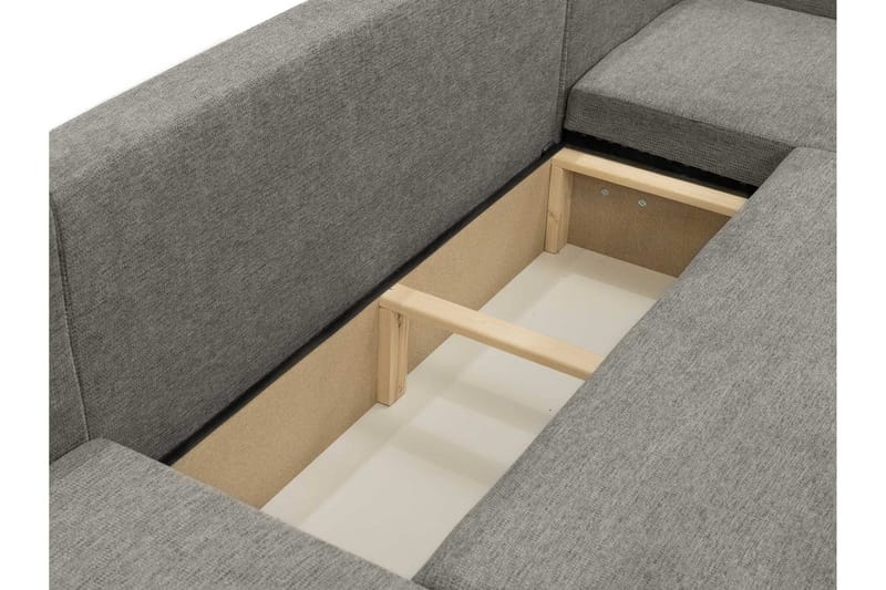 Barile Sovesofa med Dobbelt Chaiselong 4-personers i Plys - Grå - Møbler - Sofaer - Sovesofaer