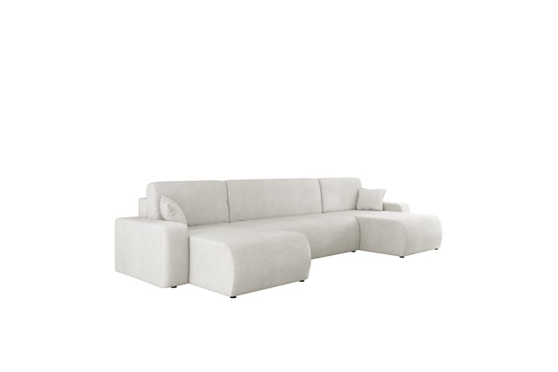 Barile Sovesofa med Dobbelt Chaiselong 4-personers i Plys, Hvid