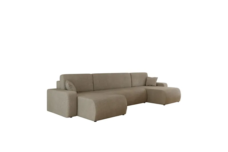 Barile Sovesofa med Dobbelt Chaiselong 4-personers i Plys, Brun