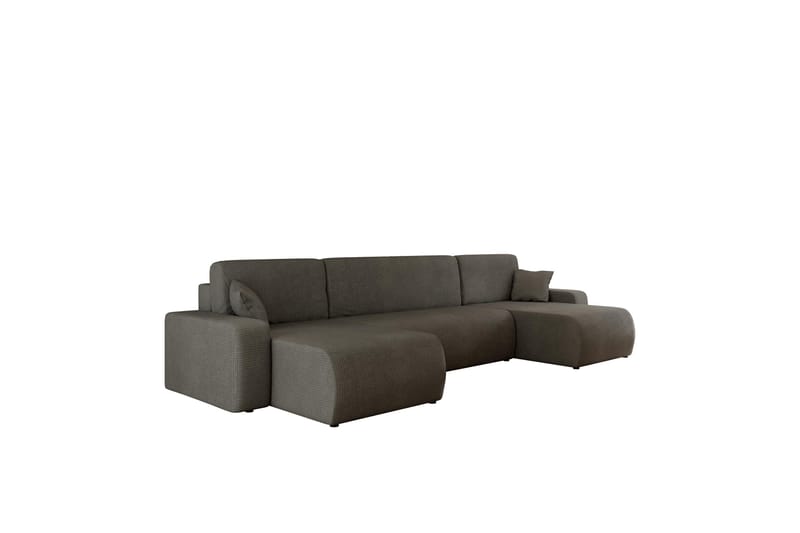 Barile Sovesofa med Dobbelt Chaiselong 4-personers i Plys - Grå - Møbler - Sofaer - Sovesofaer