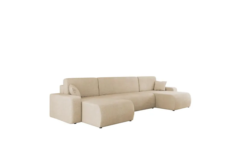 Barile Sovesofa med Dobbelt Chaiselong 4-personers i Plys - Beige - Møbler - Sofaer - Sovesofaer