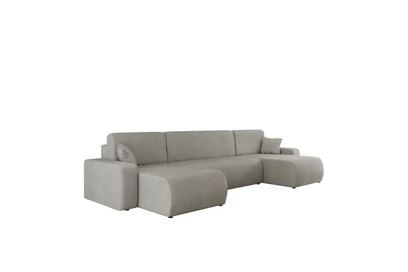 Barile Sovesofa med Dobbelt Chaiselong 4-personers i Plys - Grå - Møbler - Sofaer - Sovesofaer