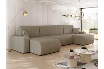 Barile Sovesofa med Dobbelt Chaiselong 4-personers i Plys - Brun - Møbler - Sofaer - Sovesofaer