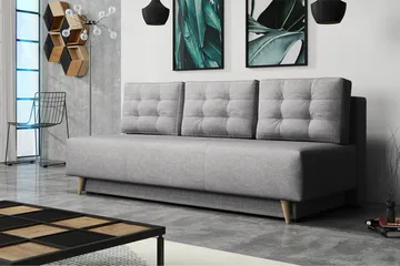 Bella Sovesofa 142x200 cm med Opbevaring i Stof - Grå - Møbler - Sofaer - Sovesofaer