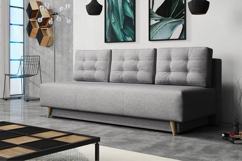 Bella Sovesofa 142x200 cm med Opbevaring i Stof - Grå - Møbler - Sofaer - Sovesofaer