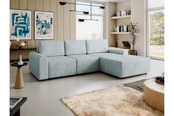 Bella Sovesofa med Chaiselong 3-personers i Plys - Grå - Møbler - Sofaer - Sovesofaer