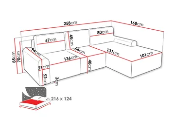 Bella Sovesofa med Chaiselong 3-personers i Plys - Beige - Møbler - Sofaer - Sovesofaer