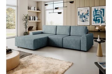 Bella Sovesofa med Chaiselong 3-personers i Plys - Grå - Møbler - Sofaer - Sovesofaer