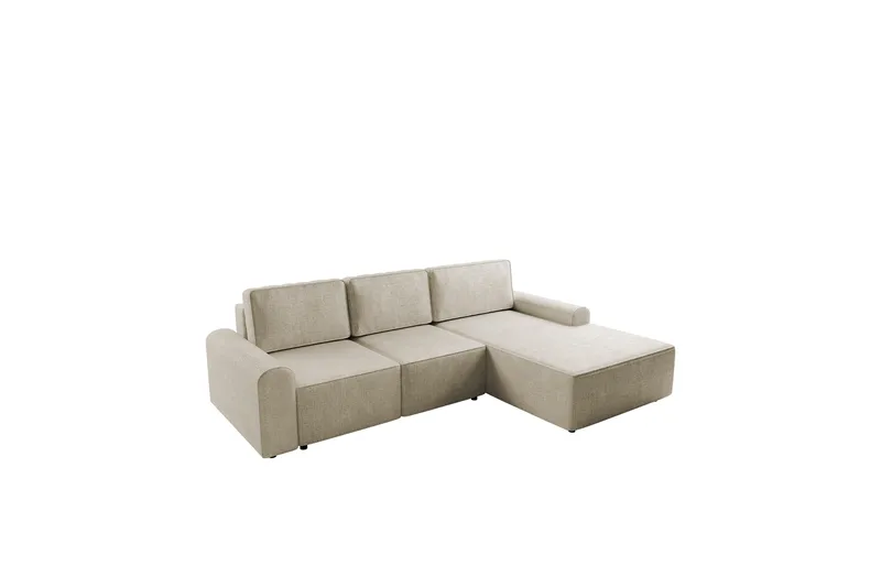 Bella Sovesofa med Chaiselong 3-personers i Plys - Beige - Møbler - Sofaer - Sovesofaer