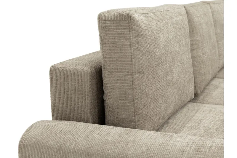 Bella Sovesofa med Chaiselong 3-personers i Plys - Beige - Møbler - Sofaer - Sovesofaer
