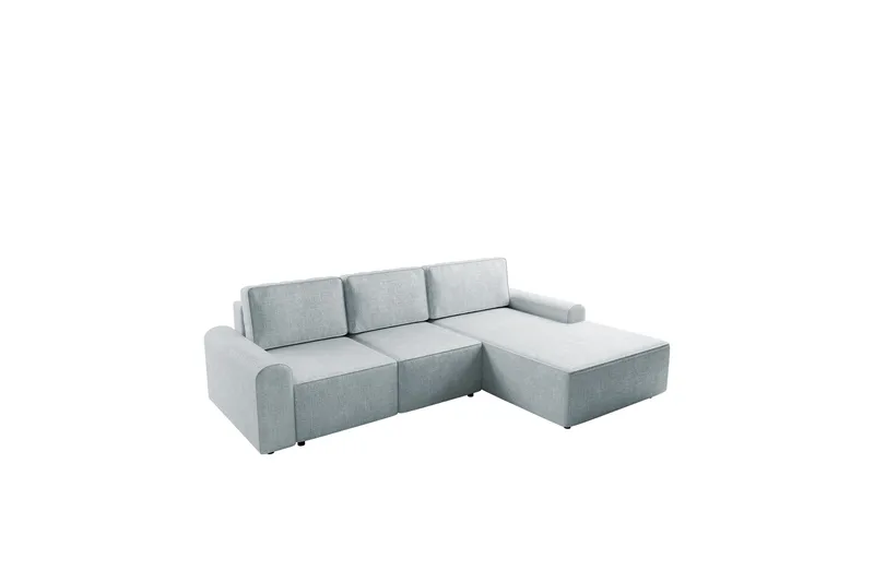 Bella Sovesofa med Chaiselong 3-personers i Plys - Grå - Møbler - Sofaer - Sovesofaer