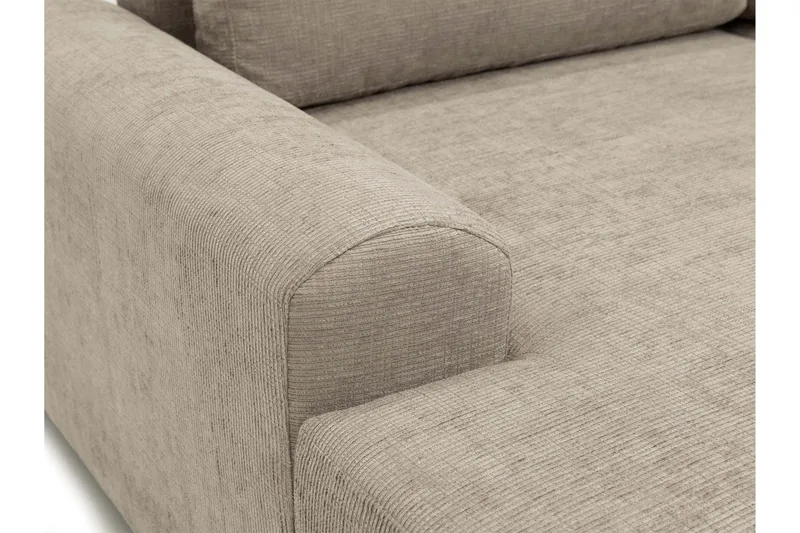 Bella Sovesofa med Chaiselong 3-personers i Plys - Beige - Møbler - Sofaer - Sovesofaer