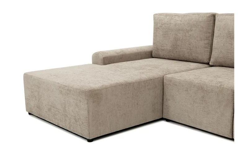 Bella Sovesofa med Chaiselong 3-personers i Plys - Beige - Møbler - Sofaer - Sovesofaer