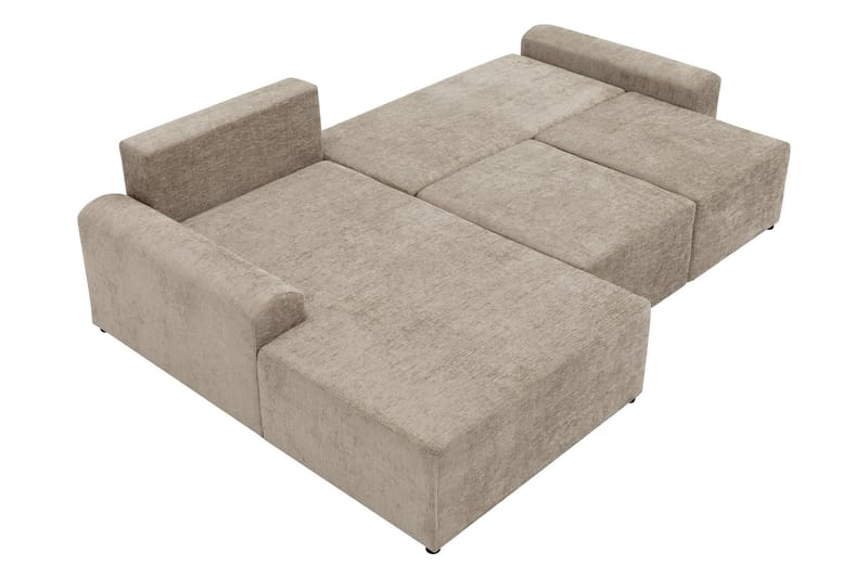 Bella Sovesofa med Chaiselong 3-personers i Plys - Beige - Møbler - Sofaer - Sovesofaer