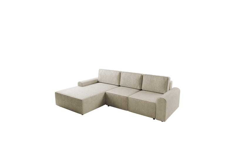 Bella Sovesofa med Chaiselong 3-personers i Plys - Beige - Møbler - Sofaer - Sovesofaer