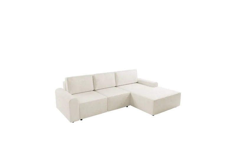 Bella Sovesofa med Chaiselong 3-personers i Plys - Beige - Møbler - Sofaer - Sovesofaer