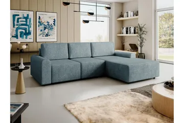 Bella Sovesofa med Chaiselong 3-personers i Plys - Grå - Møbler - Sofaer - Sovesofaer