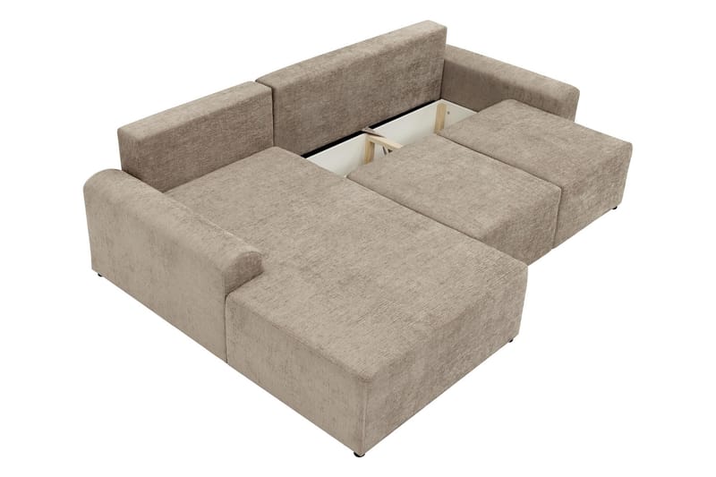 Bella Sovesofa med Chaiselong 3-personers i Plys - Beige - Møbler - Sofaer - Sovesofaer