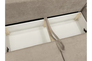 Bella Sovesofa med Chaiselong 3-personers i Plys - Beige - Møbler - Sofaer - Sovesofaer