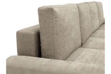 Bella Sovesofa med Dobbelt Chaiselong 4-personers i Plys - Beige - Møbler - Sofaer - Sovesofaer