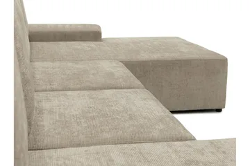 Bella Sovesofa med Dobbelt Chaiselong 4-personers i Plys - Beige - Møbler - Sofaer - Sovesofaer
