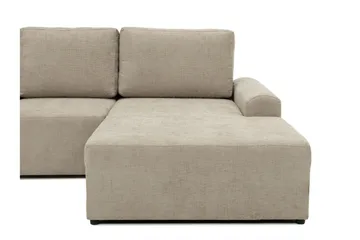 Bella Sovesofa med Dobbelt Chaiselong 4-personers i Plys - Beige - Møbler - Sofaer - Sovesofaer