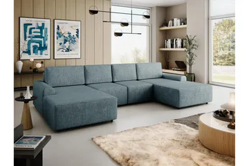 Bella Sovesofa med Dobbelt Chaiselong 4-personers i Plys - Grå - Møbler - Sofaer - Sovesofaer