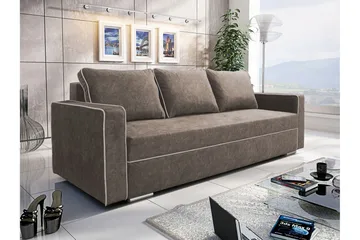 Beno 3-personers Sovesofa 143x200 cm med Opbevaring i Stof - Brun - Møbler - Sofaer - Sovesofaer