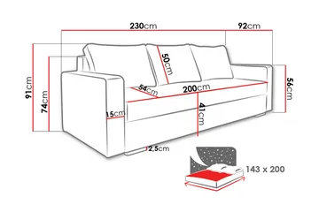 Beno sovesofa 230x92x91 cm - Møbler - Sofaer - Sovesofaer