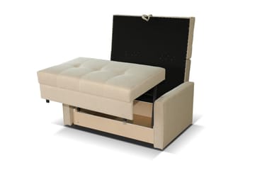 Bensbyn 2-personers Udtrækkelig Sovesofa 112x196 cm med Opbevaring i Stof - Grå - Møbler - Sofaer - Sovesofaer