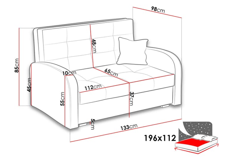 Bensbyn 2-Pers. Sovesofa - Velour/Sort - Sovesofaer - 2 personers sovesofa - Velour sofaer