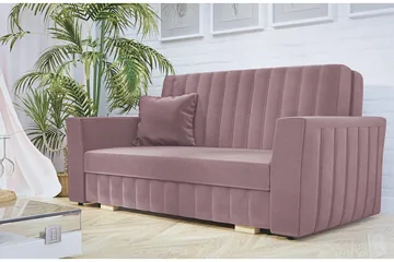 Bensbyn 2-personers Sovesofa med Opbevaring og Vertikale Sømme i Fløjl - Rosa - Møbler - Sofaer - Sovesofaer