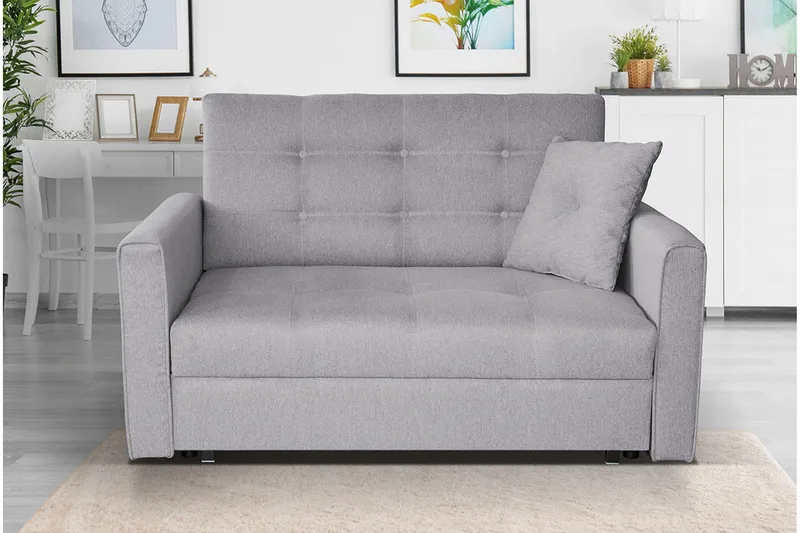 Bensbyn 2-personers Udtrækkelig Sovesofa 112x196 cm med Opbevaring i Stof - Grå - Møbler - Sofaer - Sovesofaer