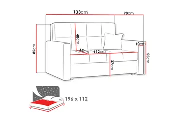Bensbyn 2-personers Sovesofa 112x196 cm med Opbevaring i Stof - Grå - Møbler - Sofaer - Sovesofaer